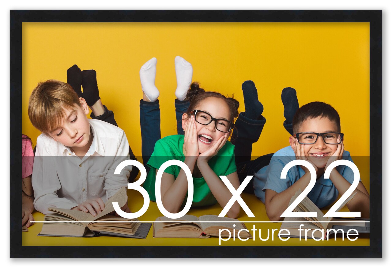 30x22 Solid Wood Picture Frame with UV-Resistant Acrylic & Acid-Free Backing, Available in 6 Finishes: Matte Black, Matte White, Metallic Bronze, Silver, Natural Wood Grain & Mahogany